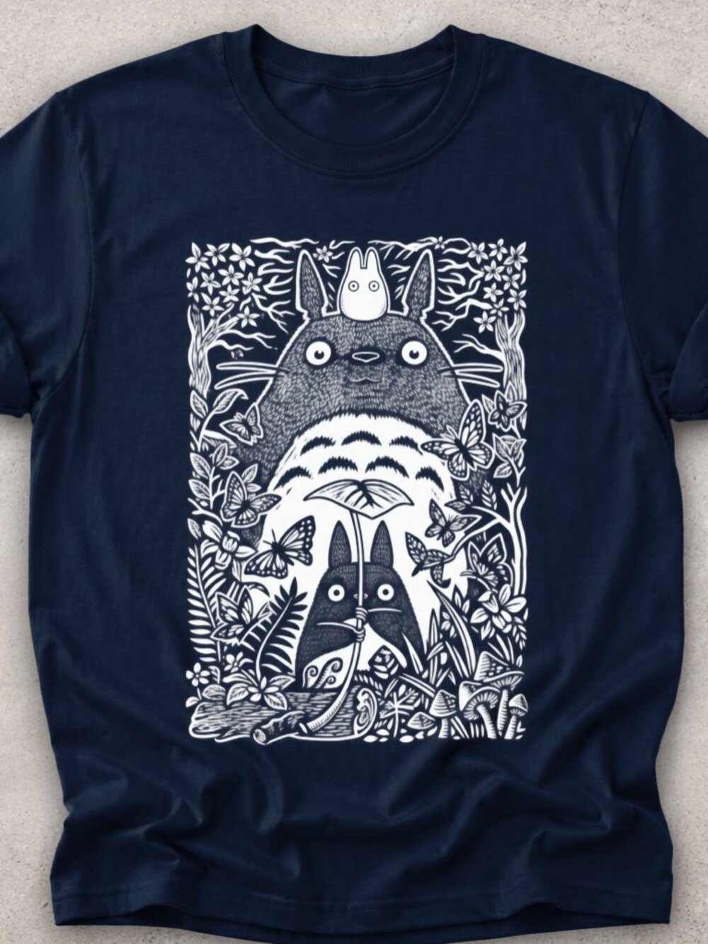 Totoro TShirt Graphic Tee Adult Unisex Anime Cartoon Fantasy Adventure